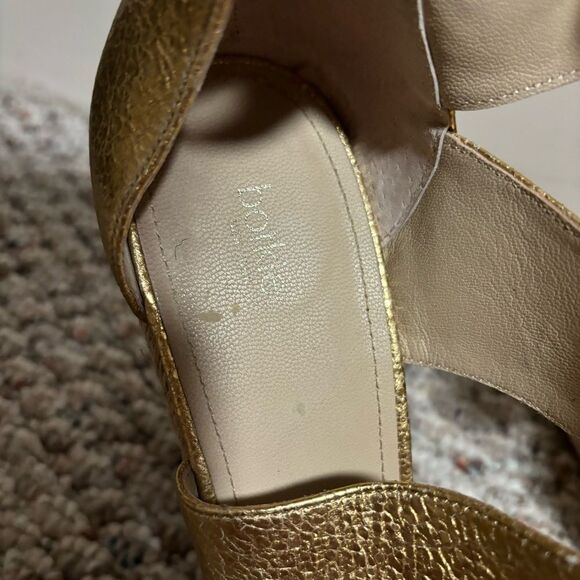Botkier Gold Julian Leather Espadrille Wedge Sandals- Size 10 - Picture 5 of 11